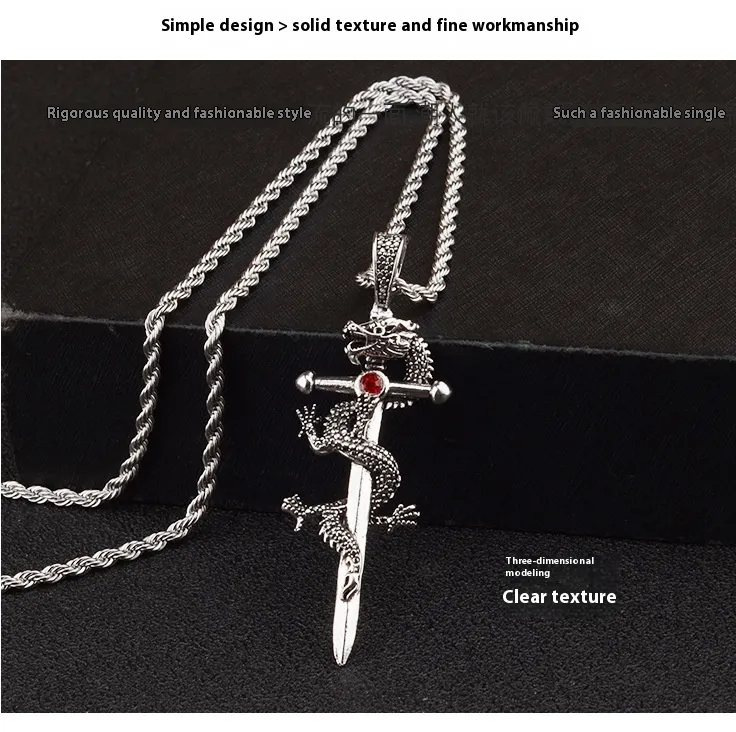 09b58ca8-2792-4784-8ceb-c73fd68941bf_trans.webp Fashion Jewelry Dragon Sword Pendant Necklace Paved Black Color Jewelry For Men Boy Christmas Gifts - Image 2