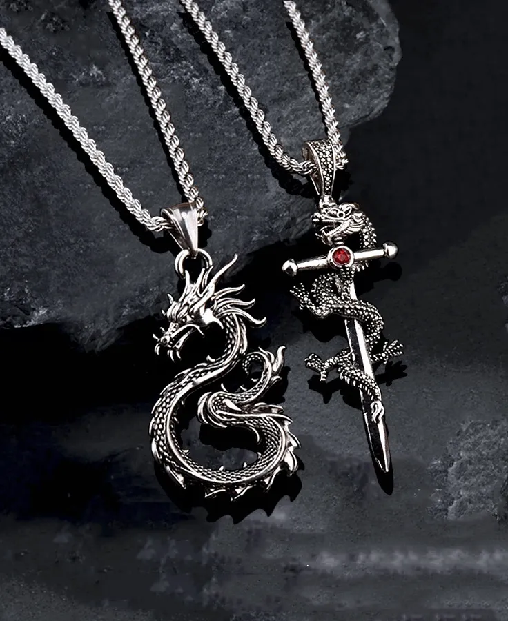 4c7b4e39-43a2-4206-9bfd-56712cddbf82_trans.webp Fashion Jewelry Dragon Sword Pendant Necklace Paved Black Color Jewelry For Men Boy Christmas Gifts - Image 1