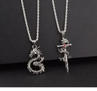 Fashion Jewelry Dragon Sword Pendant Necklace Paved Black Color Jewelry For Men Boy Christmas Gifts - Image 7